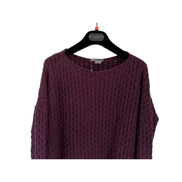 VINCE Cable Knitted Tunic Boatneck Sweater Purple Oversized Pullover Size XSmall - Picture 3 of 10